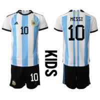 Fotbalové Dres Argentina Lionel Messi #10 Dětské Domácí MS 2022 Krátký Rukáv (+ trenýrky)